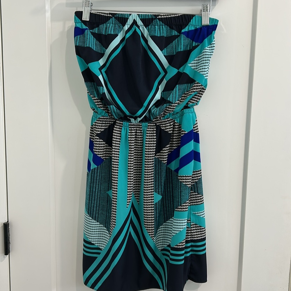 Express Strapless Geometric Patterned Mini Dress … - image 2